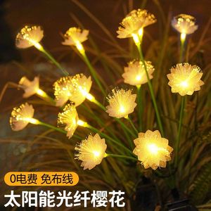 Lámpara Solar Hongyixuan con Diseño de Flor de Cerezo, Luz LED de Fibra Óptica para Jardín, Decoración Exterior - Product Image 4