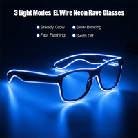 Lunettes de soleil Rave néon lumineuses à LED, accessoires de soirée, pour Halloween