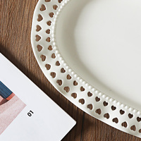 Assiette ovale en céramique à bord creux, plateau en porcelaine pour hôtel, mariage, fruits de mer, dessert, service à la maison