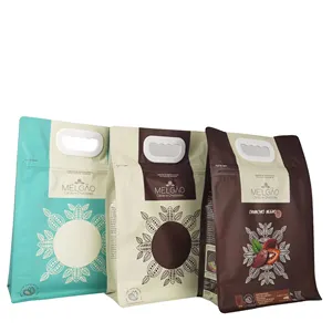 Custom1kg 2kg 4kg Coffee Bean Chocolate Standing Ziplock Plastic Handle Bag