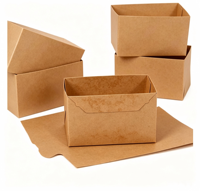 Boîte en papier kraft pour aliments à emporter, grande, résistante, recyclable, de qualité alimentaire, avec logo personnalisé, pour les gaufres à bulles aux œufs, boîte à lunch