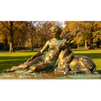 Statue de la déesse Diana en bronze patiné antique 3D sur mesure grandeur nature, cerf en métal moulé, pour extérieur, parc, villa, jardin