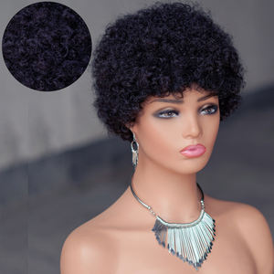 Alta calidad 100% sin procesar crudo Afro rizado virgen <span class=keywords><strong>Peluca</strong></span> de cabello humano cutícula alineada cabello sin encaje <span class=keywords><strong>peluca</strong></span> para mujeres negras - Product Image 1