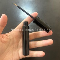Botol Eyeliner Magnetik Bulat Hitam 3ml Mewah ISMAN, Tabung Serum Penumbuh Bulu Mata Kosong Dengan Kuas, Label Pribadi Pabrik Pro Terbaik