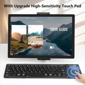 Meswao Đầy Đủ Kích Thước Di Động Có Thể Gập Lại Cho <span class=keywords><strong>Bluetooth</strong></span> Bàn Phím Touchpad Không Dây Gấp TPU Bàn Phím Da (Đồng Bộ 3 Thiết Bị) - Product Image 3