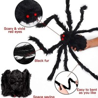 Nouvelle Décoration d'Halloween : Araignée Noire Effrayante et Réaliste pour Maison Hantée et Extérieur – Idéale pour les Fêtes d'Halloween
