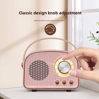 Haut-parleur portable de bureau stéréo sans fil BT5.3 avec subwoofer rétro en plastique, design esthétique, petite taille, sortie 5W