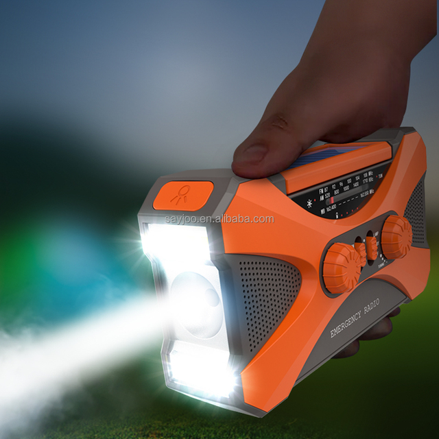 10000mAh Rechargeable 3-Band FM/AM/WB Portable Radio Emergency Hand Crank Solar Kit Built-In Speaker Flashlight for Earthquake