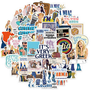 50 Uds US TV película <span class=keywords><strong>MAMMA</strong></span> <span class=keywords><strong>MIA</strong></span> pegatinas etiqueta decorativa para equipaje portátil guitarra teléfono casco monopatín pegatina impermeable - Product Image 2