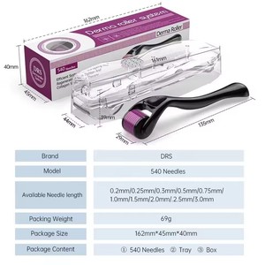 Rouleau de micro-aiguilles de massage <span class=keywords><strong>Darma</strong></span> <span class=keywords><strong>Roller</strong></span> 540 (0,2 mm-3,0 mm) pour le visage, la barbe et le cuir chevelu – Soin stimulant la croissance des cheveux et de la barbe – Vente en gros - Product Image 6
