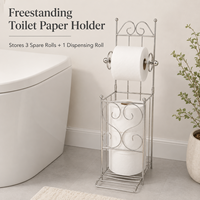 Support de papier toilette autoportant en métal personnalisé avec rangement pour 3 rouleaux, organisateur de salle de bain, fabricant OEM ODM