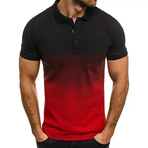 Hot sale fashion summer 3D gradient short-sleeved sport men polo shirt customized slim fit golf shirt men