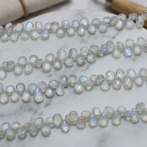 Teardrop-Shaped Moonstone Crystal Stones Polished Semi-Precious Beads for Jewelry Making Crafts - Product Image 3