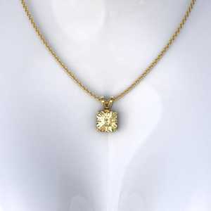 1CT Asscher Fancy Yellow Lab Grown Moissanite 18K Gold Plated IGI Certified Minimalist Pendant Women Bunny Ear Bale Party - Product Image 5