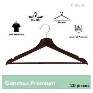 20 eleganti abiti in legno antiscivolo antiscivolo Premium ganci eleganti organizzatori di abiti - Product Image 2