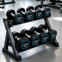 Ensemble d'haltères à tête ronde revêtues de PU avec coque inodore et logo laser personnalisé pour la fourniture en gros d'équipements de gym