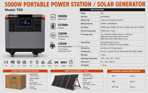 Station d'alimentation portable LiFePO4 5000W 5376Wh grande capacité EU 230V, générateur solaire UPS pour alimentation de secours hors réseau à domicile - Product Image 2