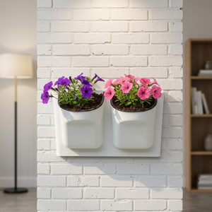 Jardinières murales modernes en plastique, design carré, pour fleurs et plantes vertes, style minimaliste, couleur blanche - Product Image 1