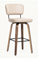 Tabouret de bar commercial en cuir avec dossier, rembourré en PU, hauteur de comptoir, repose-pieds, résistant à l'eau, durable, pour hôtel, café, vente en gros