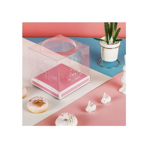 Made In China 15x15x15cm Small 4 Inch Portable Birthday Transparent Cream Cake Dessert Box With Handle Gift Box