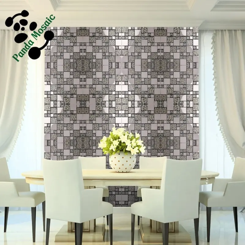 MB SMP22 Dekorative Silber glas Mosaik mischung Edelstahl Mosaik fliese Silber Küche Backs plash Fliese