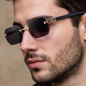 Lunettes de soleil photochromiques sans monture de luxe pour hommes, protection UV400, verres PC, monture en métal noir et plastique, style extérieur - Product Image 4