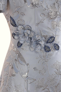 Vestido Cheongsam <span class=keywords><strong>de</strong></span> Jacquard <span class=keywords><strong>de</strong></span> Seda Azul Claro para <span class=keywords><strong>Mujer</strong></span>, Moderno y <span class=keywords><strong>de</strong></span> Alta Gama, Transpirable, Ajustado, con Bloques <span class=keywords><strong>de</strong></span> Color, Estilo Tradicional Chino - Product Image 3