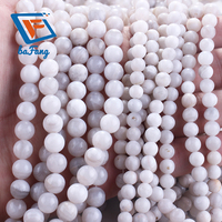 Vente en gros directe d'usine, marque Zhejiang BF, perles rondes en agate blanche de 8 mm, pierres précieuses naturelles de guérison, fabrication de bijoux DIY
