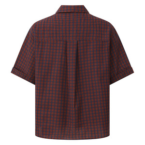 <span class=keywords><strong>Chemise</strong></span> pour homme à manches courtes, coupe ample, style vintage, en mélange polyester/coton anti-rétrécissement 160 g/m², à <span class=keywords><strong>carreaux</strong></span> rouges <span class=keywords><strong>et</strong></span> bleus, avec logo personnalisé OEM - Product Image 6