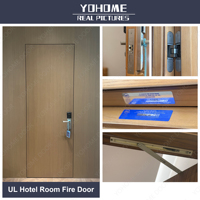 UL10b UL10c listé porte d'hôtel insonorisée coupe-feu porte de chambre d'hôtel design moderne 20 30 45 60min porte en bois coupe-feu