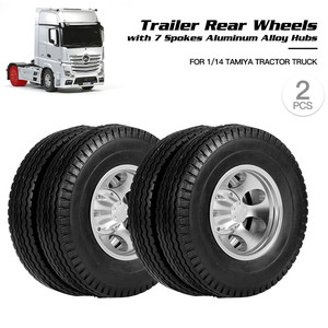 2pcs RC <span class=keywords><strong>Remorque</strong></span> Avant Arrière Roues Pneu avec 10 Rayons Moyeux en Alliage d'Aluminium pour <span class=keywords><strong>1</strong></span>/<span class=keywords><strong>14</strong></span> <span class=keywords><strong>Tamiya</strong></span> Tracteur Camion RC Climber Trailer - Product Image 6