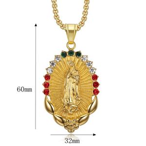 yunnique Rhinestone Oval Pendant Necklace Stainless Steel Unisex Clavicle Chain Gift Jewelry - Product Image 5
