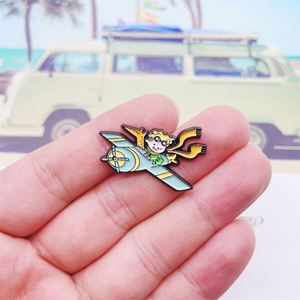 Broche Personalizado de Metal con Diseño de Boleta de Avión de Dibujos Animados, Helicóptero y Vuelo Alrededor del Mundo, Insignia Esmaltada - Product Image 4