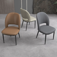 Chaise de salle à manger moderne en similicuir PU à dossier haut découpé avec pieds en métal, rembourrée, pour la maison, la salle à manger, le salon, le café