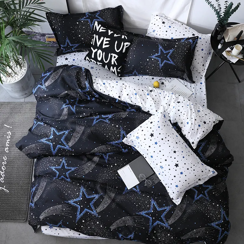 Nouveau drap de lit en coton imprimé à l'aloe série housse de couette 150x200cm Star drap de lit queen literie