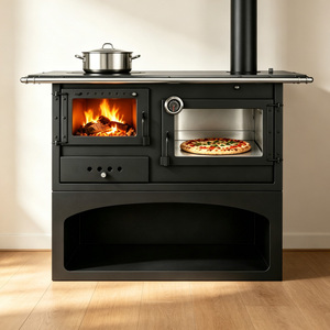 Poêle à <span class=keywords><strong>bois</strong></span> moderne autoportant avec <span class=keywords><strong>four</strong></span> latéral <span class=keywords><strong>et</strong></span> <span class=keywords><strong>plaque</strong></span> de cuisson pour chauffage domestique <span class=keywords><strong>et</strong></span> cuisson, appartement, villa, efficacité 75% - Product Image 3