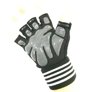 Benutzer definierte Großhandel Leder Neopren Halb finger Fitness Training Sport Gym Handschuhe mit Handgelenks tütze
