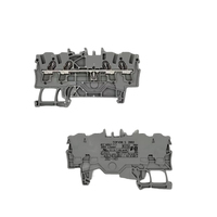 Morsetto a gabbia grigio a 4 conduttori con terminale passante, nuovo di zecca, originale tedesco, in stock, per guida DIN 2.5mm² (2002-1401)