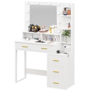 High Quality Makeup Vanity With <strong>Lights</strong> Desk With Mirror and 10 Led <strong>Lights</strong> 4 Drawers <strong>Dressing</strong> <strong>Table</strong> for Bedroom - Product Image 6