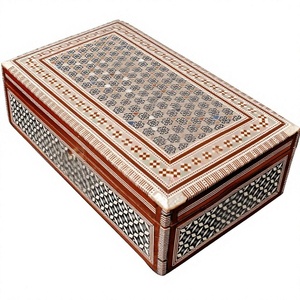 Caja de Joyería con Cerradura de Madera y Madreperla Egipcia Hecha a Mano Sultana - Organizador con Incrustaciones (10.4x6.4x2.8 Pulgadas) - Product Image 1