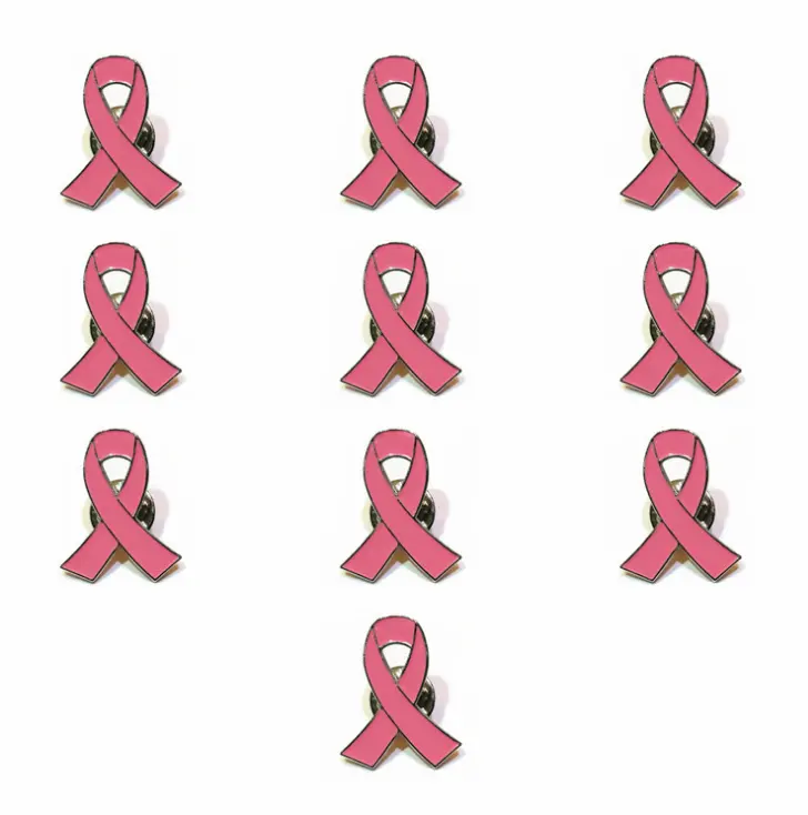 गुलाबी स्तन कैंसर जागरूकता धातु रिबन अंचल पिन