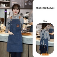 Tablier de travail en coton 100% de haute qualité, personnalisé, bleu Delft, pour serveuses, vente en gros, fabricants de tabliers de chef