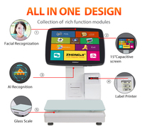 15 pouces double écran tactile AI supermarché POS registre caisse enregistreuse code-barres fonction d'impression AI PC balance reconnaît pesé