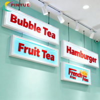 Panneau lumineux LED personnalisé pour menu, utilisation intérieure, rectangulaire, à suspendre au mur, boîte lumineuse LED, dessin de thé au lait à bulles, publicité