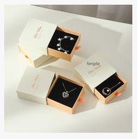 Boîte en papier noir de luxe avec logo personnalisé, tiroir coulissant pour collier, boucles d'oreilles, bracelet, bague, emballage cadeau personnalisé, boîte à bijoux