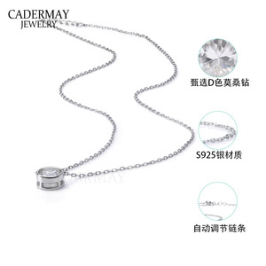 Cadermay Moissanite Necklace 1 Carat S925 Sterling Silver Bezel Setting For Women Everyday Wear - Product Image 5