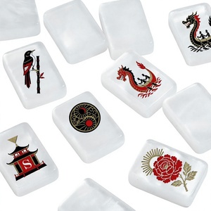 Tuiles de mahjong américaines en acrylique personnalisées, ensemble de mahjong gravé avec un dragon blanc, jeu portable et durable, cadeau - Product Image 4