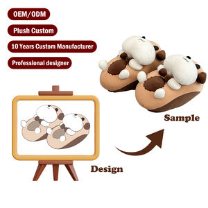 Fornecedor Atacadista de Pantufas de Inverno para Casa, Pantufas Fechadas de Algodão Macio e Quente com Estampa de Animais Fofos e Antiderrapantes - Product Image 1