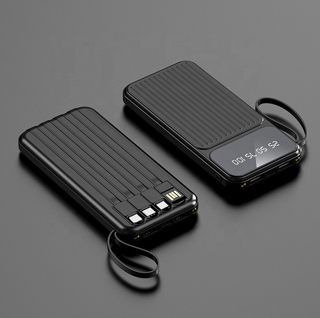 Wholesale 10000 Mah Portable Power Bank With 4 Cables Power Bank Portable Charger External Emergency Mini Portable Power Bank