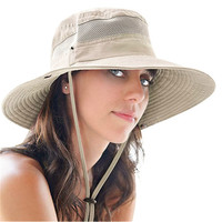 Proteção solar à prova d'água, chapéu de sol para pesca ao ar livre e com malha e corda para homens e mulheres